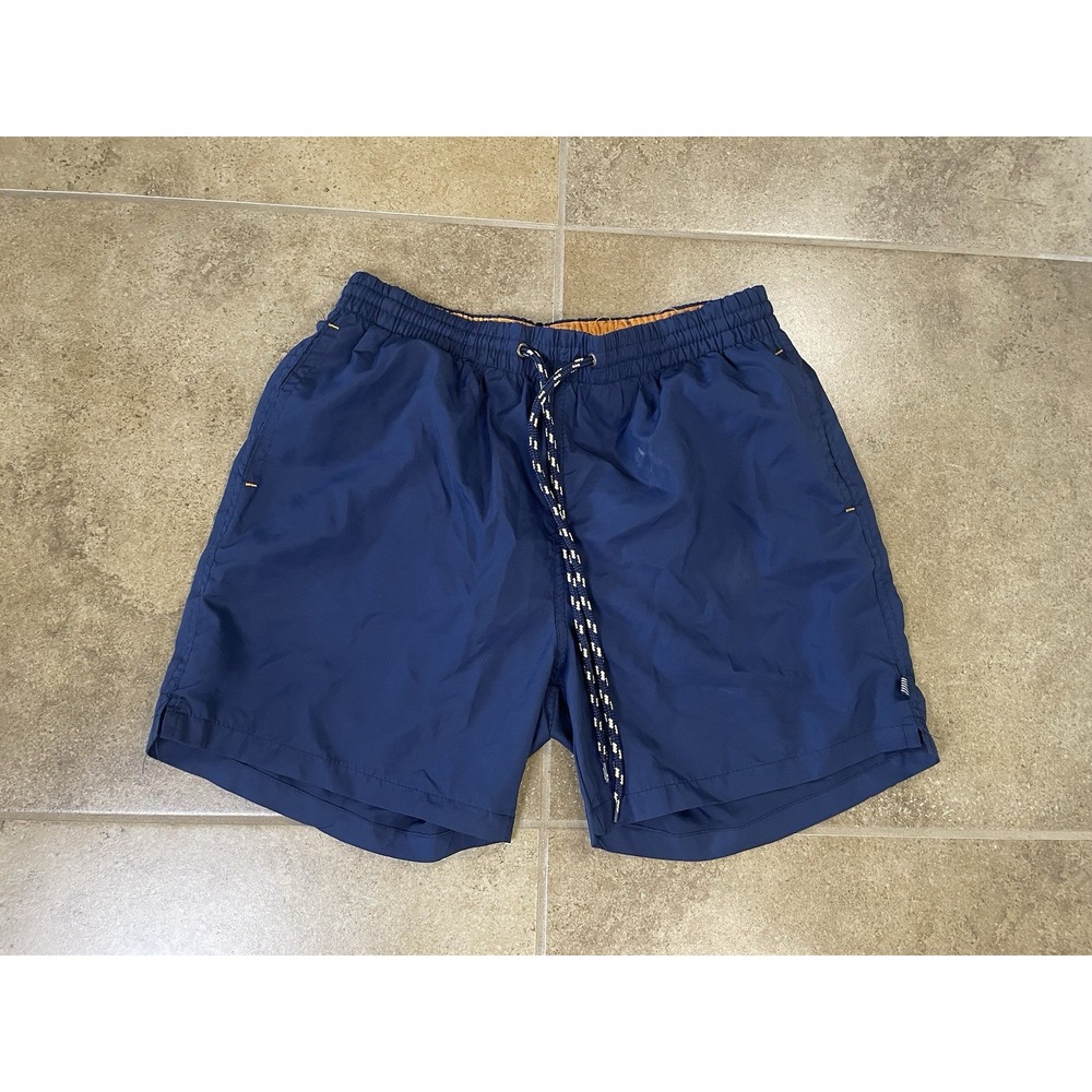FOREVER 21 Mens Sz S Navy Blue 5" Inch Board Shorts Swim Bottom Drawstring